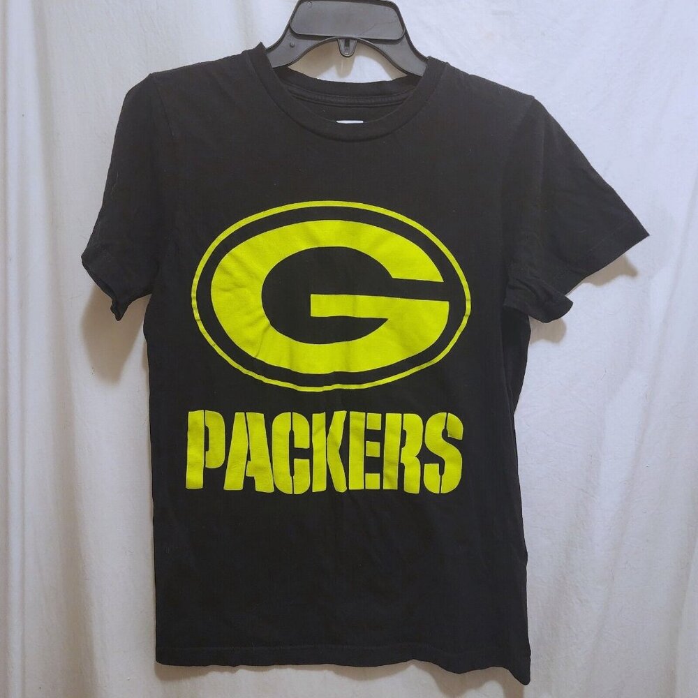 Green Bay Packers‎ NFL Team Apparel Ring Spun Soft Black Logo T-Shirt Mens S